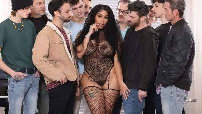 Rion King - Eric John - Rusty Nails - Chad Diamond - Big-Booty Ebony Wife Satisfies Multiple White Guys with Her Generous Bosom - porntry.com
