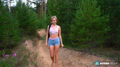 Helen Gets Naked in the Woods and Takes it Deep in Her Shaved Pussy - sexu.com