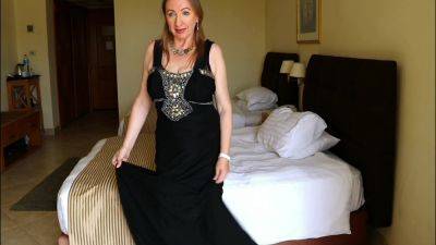 Elegant Intrigue: Busty Gilf Mariaolds Black Dress And Stockings Mystery - hclips